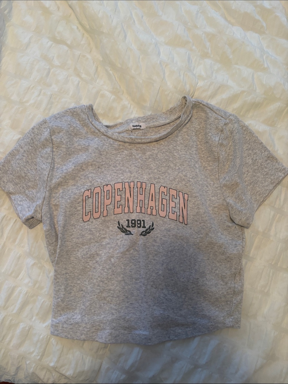 Garage Gray Tee with Pink Copenhagen Graphic
